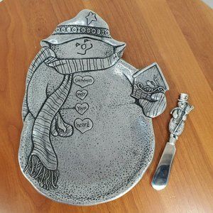 Carson Statesmetal Pewter 10" Cheese Tray & Canapé Knife Freeport PA candy dish